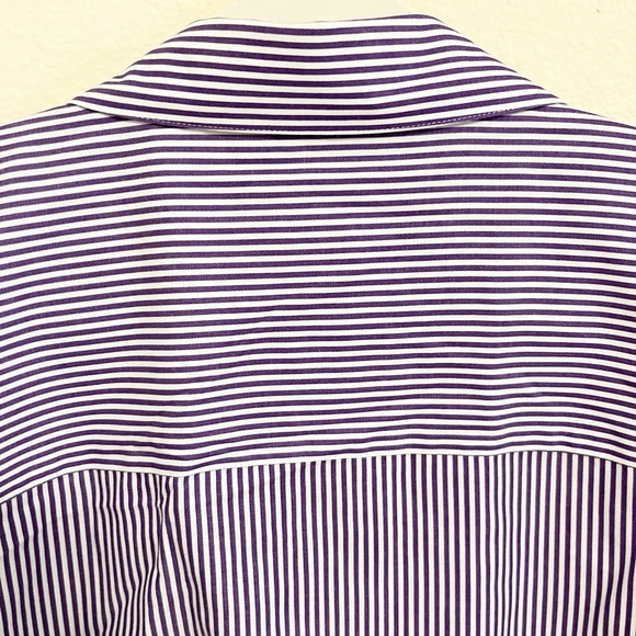 Foxcroft Purple and White Striped Button Down Shirt - Picture 6 of 7